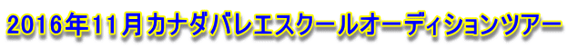 2016年11月カナダバレエスクールオーディションツアー
